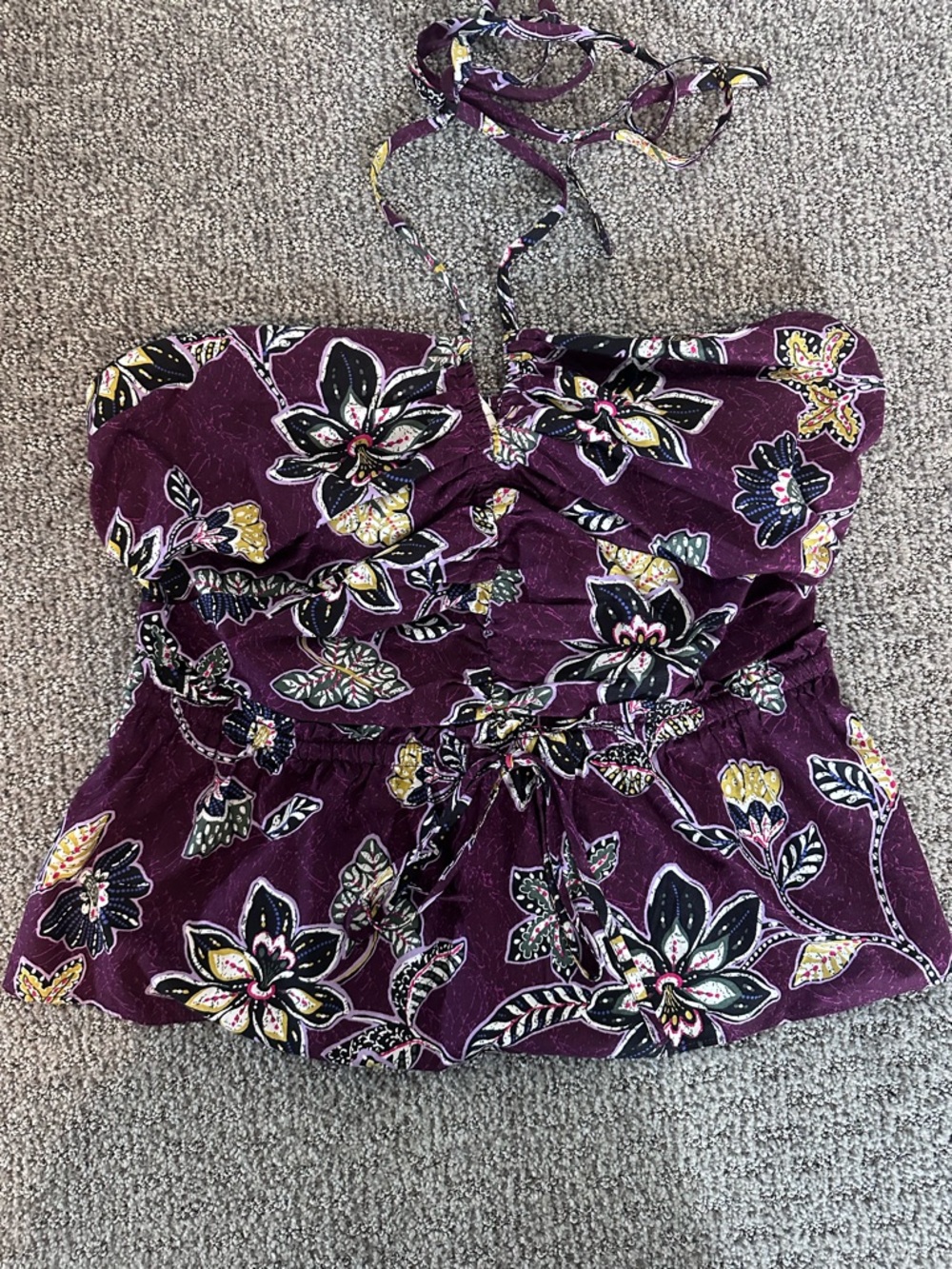 LOFT Halter Peplum Floral Summer Top - Purple in Large